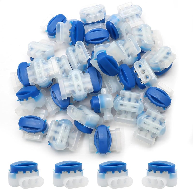 Uenhoy 30 Pcs 3 Way Wire Connectors, Waterproof Electrical IDC 314-Box Pigtail Connectors for 22-14 AWG Cables, Insulation Wire Coupler for Robotic Lawn Mowers Irrigation Applications - Image 1